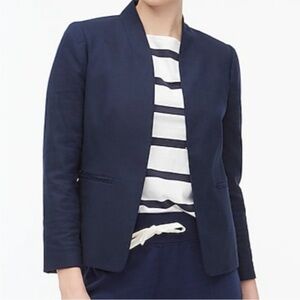 J Crew Factory Broadway blazer in stretch linen blend navy AW662 plus size 14